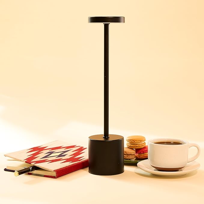 Camden Reed Table Lamp, Desk lamp, 3 Different Lighting Modes, Modern Minimal Design for Dinner/Coffee Table/Restaurant/Bedroom, Flat Black