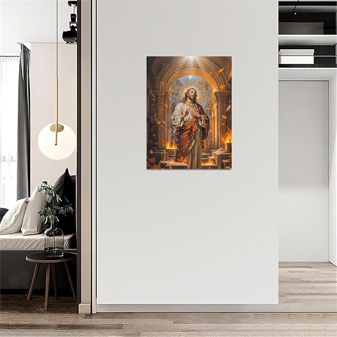 Christian Wall Art Print, Religious Scripture Biblical Decor, Faith-Based Inspirational Landscape with Cross, Digital Printed Canvas Poster for Church, Home Chapel, Prayer Room Decor
