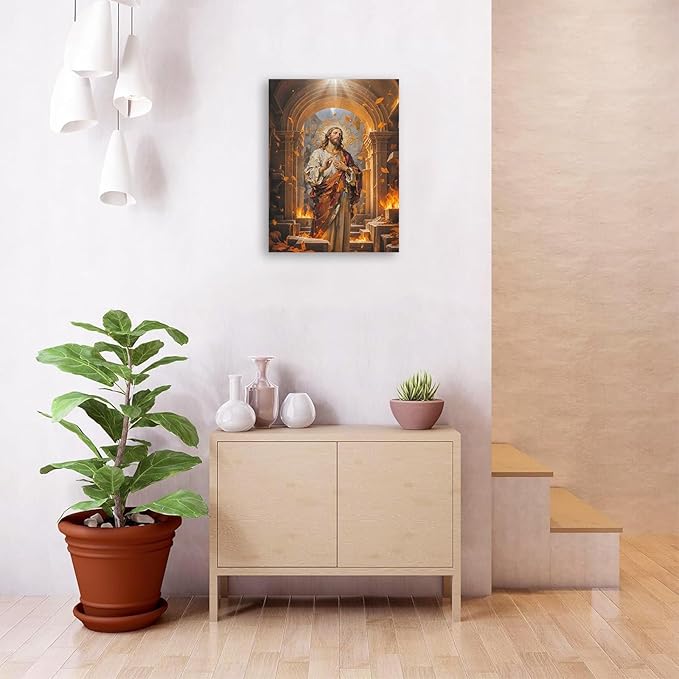 Christian Wall Art Print, Religious Scripture Biblical Decor, Faith-Based Inspirational Landscape with Cross, Digital Printed Canvas Poster for Church, Home Chapel, Prayer Room Decor