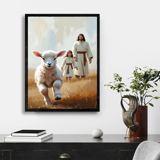 Christian Wall Art Print, Religious Scripture Biblical Decor, Faith-Based Inspirational Landscape with Cross, Digital Printed Canvas Poster for Church, Home Chapel, Prayer Room Decor