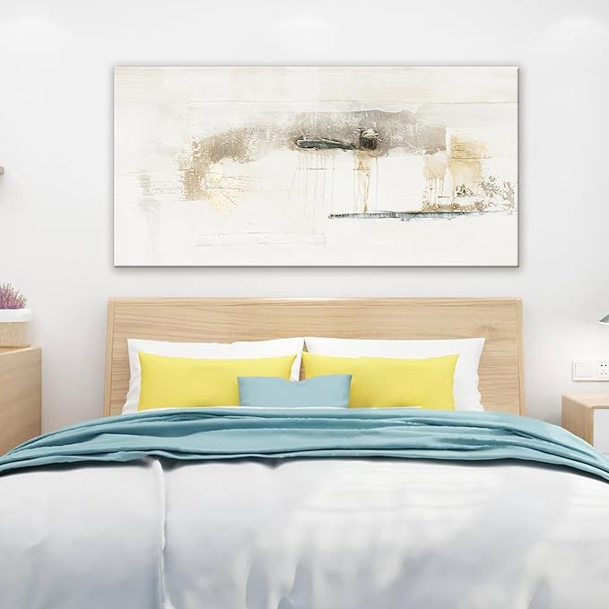 QSQ Abstract wall Art off White Decor Modern Canvas Wall Prints Abstract Wall Decor Suitable for Bedroom apartment Office Dining Room Wall Decor Can Be Hung 24"x48"