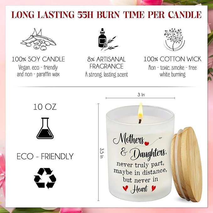 TEEZWONDER Mom Birthday Gifts from Daughter Son - Long Lasting Vanilla Lavender Candle 10 oz - Mom Gifts for Women Mama Gift Ideas Scented Candles for Women Mother Daughter Gift Ideas