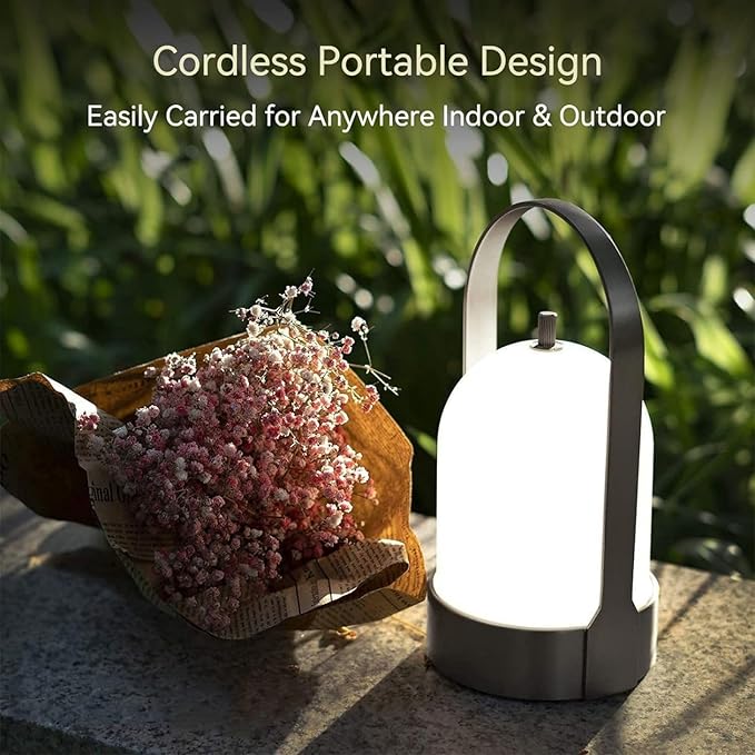 Tubicen Portable LED Outdoor Table Lamp Waterproof, 4000mAh Battery Operated Cordless Table Lamp Rechargeable, 4-Way Touch Dimmable Portable Patio Outdoor Table Lanterns for Patio Dinner Camping