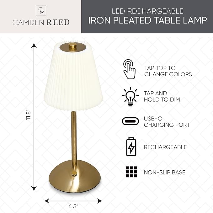 Camden Reed Table Lamp, Desk lamp, 3 Different Lighting Modes, Modern Minimal Design for Dinner/Coffee Table/Restaurant/Bedroom, Bell Gold