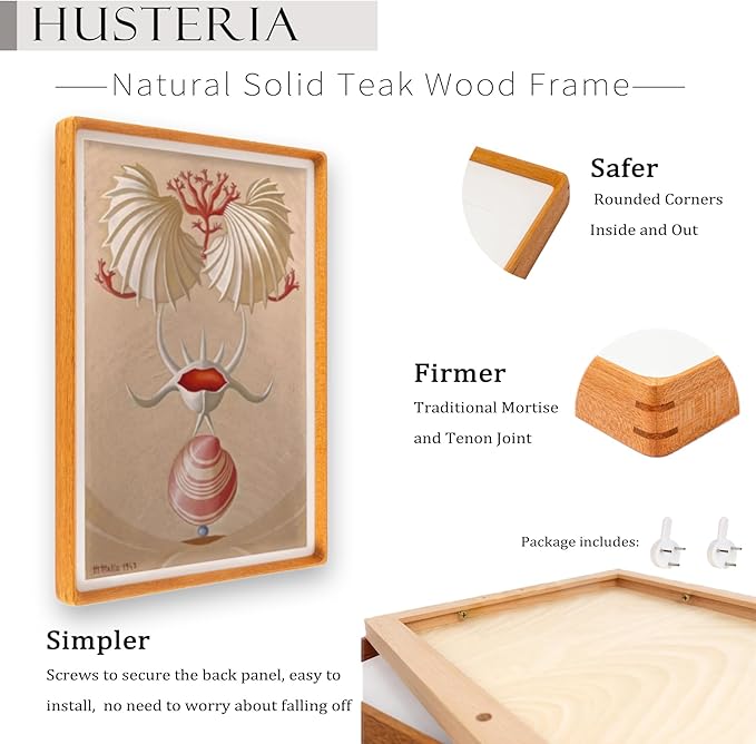 12x18 Picture Frame in Natural Teak Wood, Solid Wooden Photo Frames Matted to 11x17, Gallery Poster Frames for Wall Mount