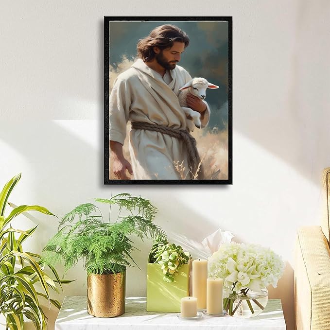 Christian Wall Art Print, Religious Scripture Biblical Decor, Faith-Based Inspirational Landscape with Cross, Digital Printed Canvas Poster for Church, Home Chapel, Prayer Room Decor