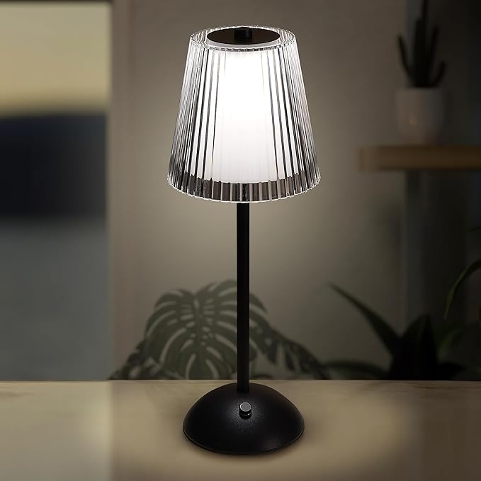 Camden Reed Table Lamp, Desk lamp, 3 Different Lighting Modes, Modern Minimal Design for Dinner/Coffee Table/Restaurant/Bedroom, Classic Black