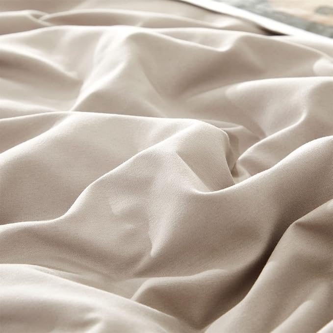 CLOTHKNOW Light Khaki King Size Comforter Set 3Pcs Oatmeal Bedding Comforter Sets Soft Tan Comforter Beige Khaki Comforter with 2 x Pillow Cases