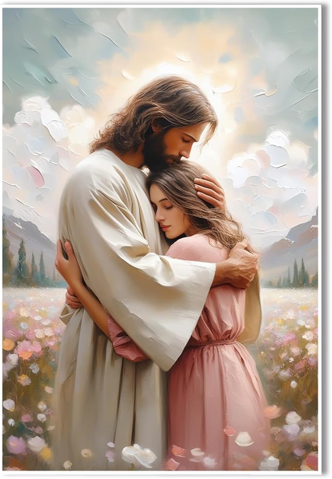 Christian Wall Art Print, Religious Scripture Biblical Decor, Faith-Based Inspirational Landscape with Cross, Digital Printed Canvas Poster for Church, Home Chapel, Prayer Room Decor