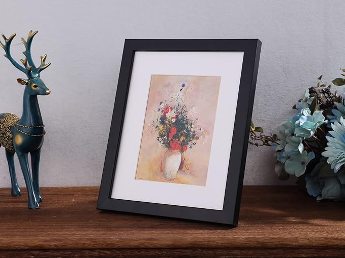 11x14 Picture Frame Set of 2 Made of Solid Wood Photo Frames with Real Glass for Pictures 8x10 with Mat or 11x14 Without Mat, Wall Mounting or Tabletop display Photo Frames in Black