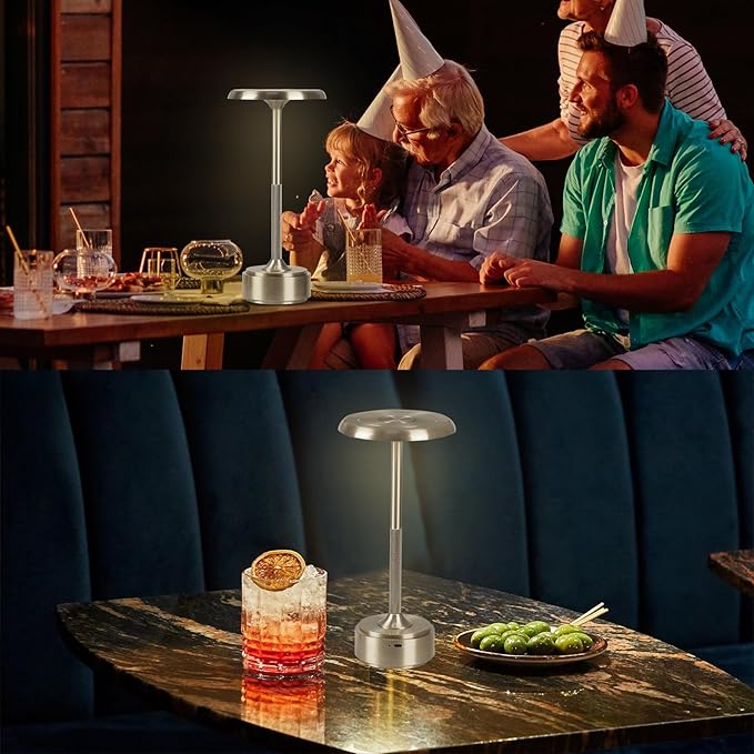 5200mAh Rechargeable Cordless LED Table Lamps Touch Sensor Light, 3-Levels Portable Dimming Wireless Battery Operated Lamp,Night Light/Restaurant Table/Outdoor/Coffee/Bar (Sliver)