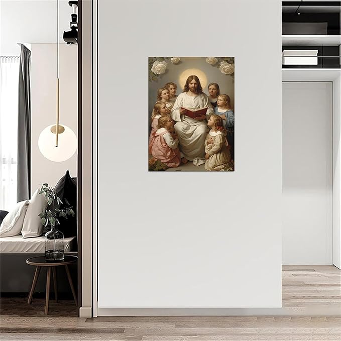 Christian Wall Art Print, Religious Scripture Biblical Decor, Faith-Based Inspirational Landscape with Cross, Digital Printed Canvas Poster for Church, Home Chapel, Prayer Room Decor