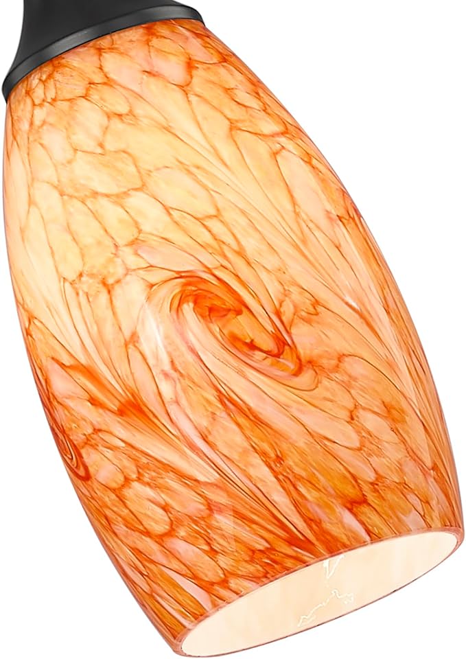 mini Pendant Lights for Kitchen Island Pendant Replacement Art Glass Shades with Black Adjustable Cord Glass Pendant Lighting for Kitchen Counter,Hallway,Dining Room,Bathroom