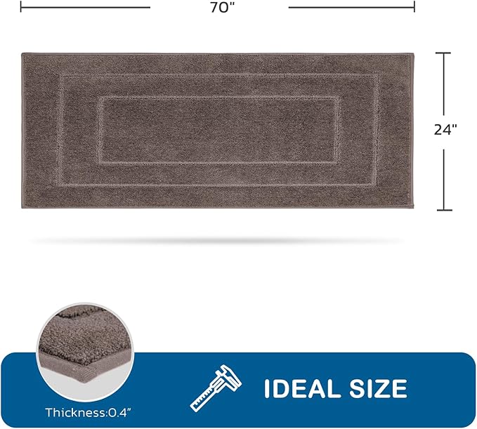 PURRUGS Machine Washable Kitchen Rug 24" x 70", Non-Slip/Skid Hallway Runner Rug, Super Absorbent Soft Area Rug for Kitchen, Hallway & Laundry, Rolled Packaging, Grayish Brown