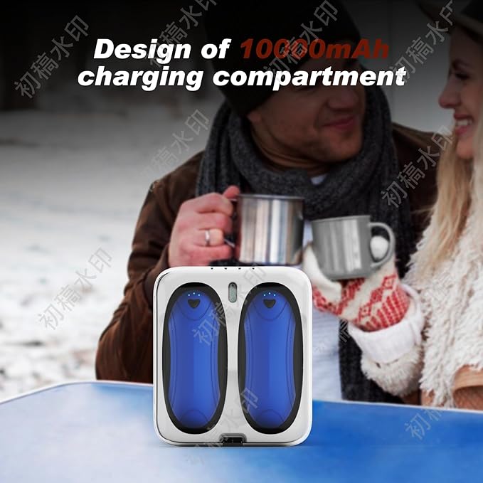 Hand Warmers 2 Pack with 10000mAh Charging Box,Portable Pocket Heater,24Hrs Long Safe Heat,Outdoor, Travel, Golf, Hunting, Camping,Gifts for Men Women