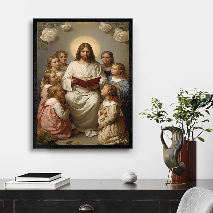 Christian Wall Art Print, Religious Scripture Biblical Decor, Faith-Based Inspirational Landscape with Cross, Digital Printed Canvas Poster for Church, Home Chapel, Prayer Room Decor