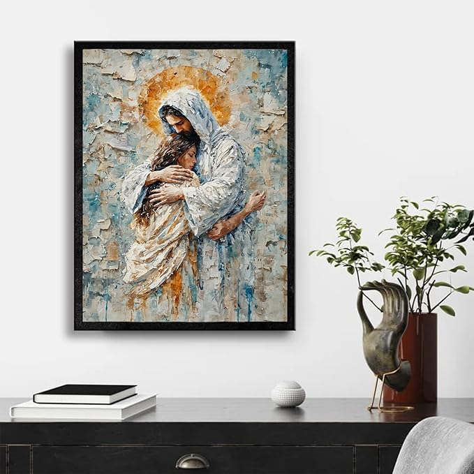 Christian Wall Art Print, Religious Scripture Biblical Decor, Faith-Based Inspirational Landscape with Cross, Digital Printed Canvas Poster for Church, Home Chapel, Prayer Room Decor