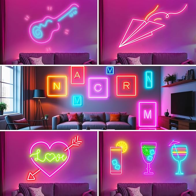 iNextStation RGB Neon LED Strip Lights, 16.4FT 12V Flexible Rope Lights Color Changing Multiple Modes Control with APP & Remote,IP65 Waterproof Neon Lights for Bedroom Decor