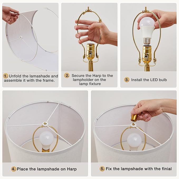 GyroVu 22 Inches Table Lamps, Bedside Lamps with USB and C Ports, Nightstand Lamp with Pull Chain, Gold Lamp Set of 2 for Living Room, Bedroom & Office, Bulbs Included(Gold)