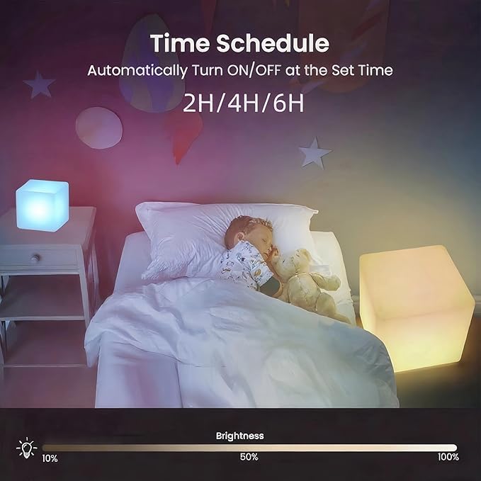 LOFTEK 4-inch LED Cube Lights: RGB 16 Colors Tesseract Cube, Cosmic Cube LED Mood Lamp with Remote Control, IP65 Waterproof Rechargeable Bedside Lamp Night Lights for Kids Nursery Toys Gift