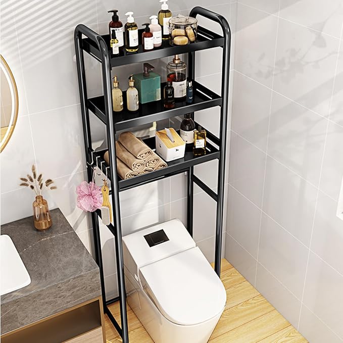 Over-The-Toilet-Storage, 3 Tier Over Toilet Bathroom Organizer Overhead Toilet Storage Organizer Shelf Freestanding Space-Saving Toilet Rack for Room Storage Organizer.
