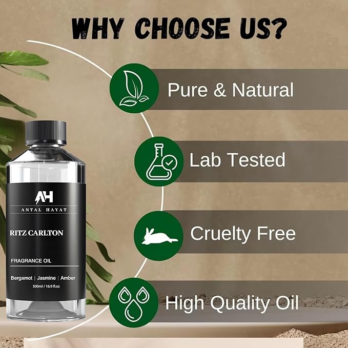 Essential Oil Aromatherapy Inspired by Luxury Hotels - Home Luxury Scent - Antal Hayat Diffuser Oil Scent - Diffuser Oil Blends for Aromatherapy (16.9 Fl oz, Ritz Carlton)