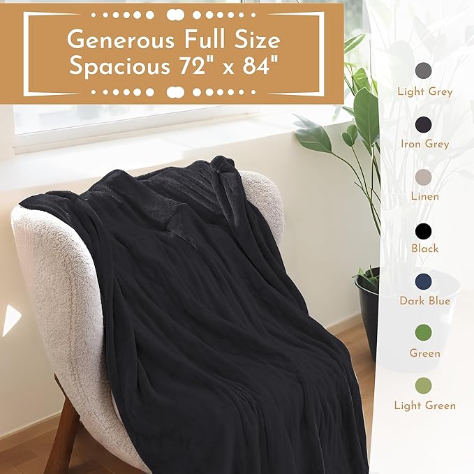 Electric Heated Blanket Microplush Cover Blanket, Full Size 72"x84" with 5 Heat Settings & 10 Hours Auto Off, Cozy & Warm for All Night, Machine Washable, Black