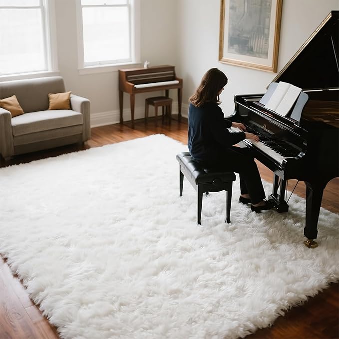 Area Rugs for Bedroom Living Room, 5x7 Soft Large Fluffy Fuzzy Shag Plush Furry Carpet, Soft Indoor Floor Mat for Kids Nursery Home Dorm Office Decor Aesthetic, White