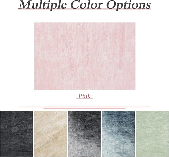 Washable Rug 10x14 Area Rugs for Living Room - Stain Resistant Non-Slip Backing Boho Rug for Bedroom,Durable & Ultra-Thin Vintage Large Area Rug(10x14,Pink)