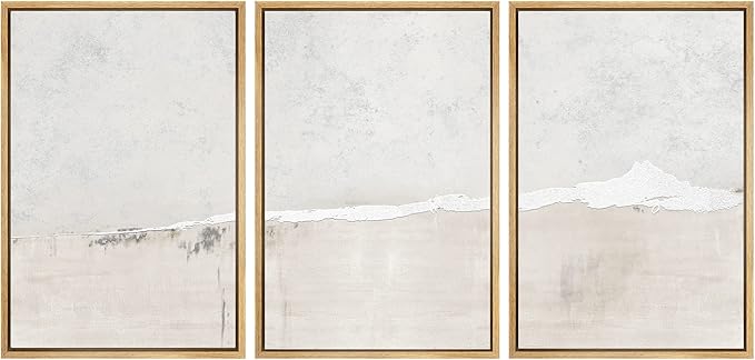 SIGNWIN Framed Canvas Print Wall Art Set Industrial Grunge White Gray Landscape Shapes Abstract Illustrations Modern Art Decorative Nordic Zen for Living Room, Bedroom, Office - 16"x24"x3 Natural