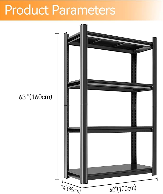 Tall Bookshelf with Open Shelves, Metal Office Book Shelf, Adjustable Organizer Bookcase, Standing Storage Organizer Shelf for Living Room (14" W*14" D*63" H)