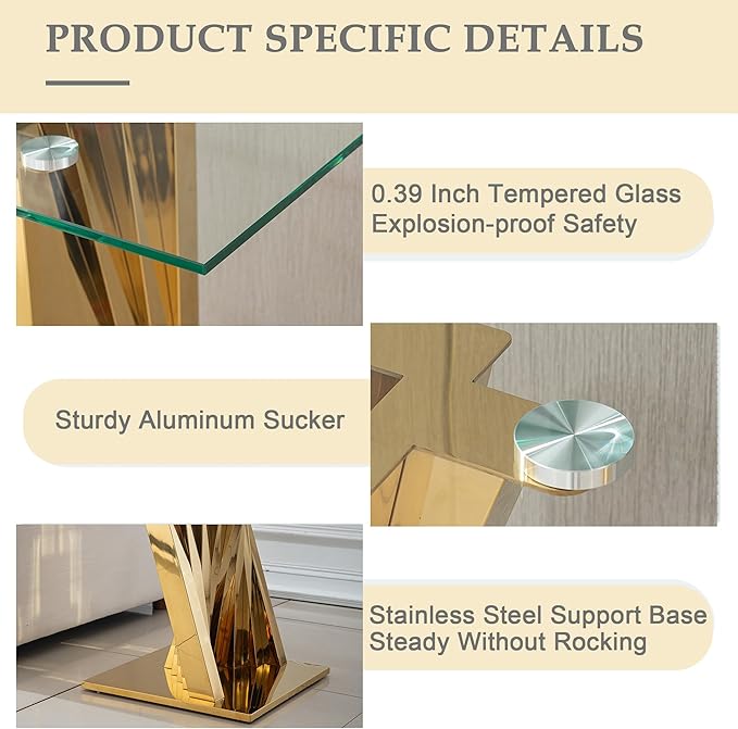 3-Piece Glass Table Set: Modern Coffee & Console Table with Stainless Steel Frames - Living Room Set
