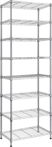 REGILLER 8-Wire Shelving Metal Storage Rack Adjustable Shelves,Standing Storage Shelf Units for Laundry Bathroom Kitchen Pantry Closet(Silver,13.9" D x 23.9" W x 72.1" H)