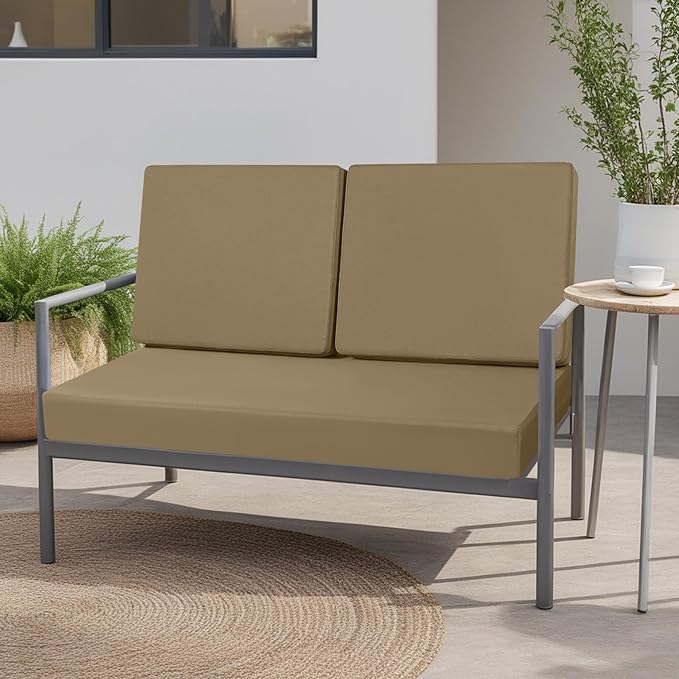 idee-home Outdoor Loveseat Cushions, Waterproof Patio Loveseat Cushion, Outside Couch Hampton Bay Deep Seat Cushion Replacement Set, Patio Love Seat Sofa Cushions for Furniture, 46" x 26"