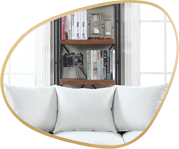 WallBeyond Asymmetrical Mirror, Irregular Wall Mirror, Unique Wall Mirrors Decorative for Bedroom Living Room Entryway Hall, Gold Mirrors for Wall Decor 28" H x 22" W