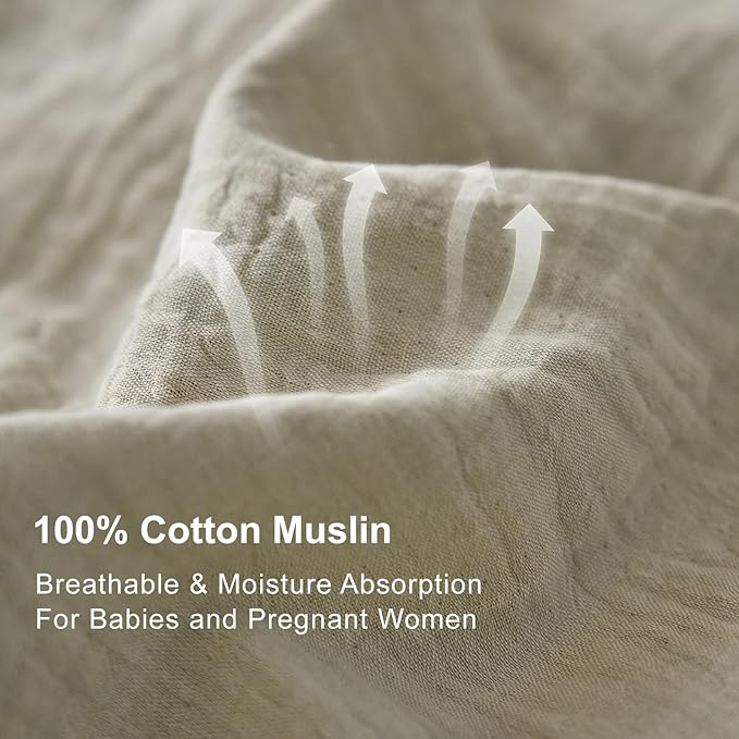 VM VOUGEMARKET Muslin Cotton Duvet Cover Queen Size-Ultra-Soft, Breathable & Lightweight Linen Like Gauze Textured Comforter Cover with Zipper Closure Minimalist Duvet Cover Set- 90"x90",Light Yellow
