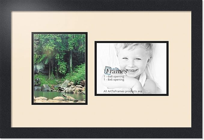 ArtToFrames Collage Photo Frame Double Mat with 2 - 6x8 Openings and Satin Black Frame