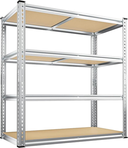 REIBII 40" W Garage Shelving 2000LBS Storage Shelves Adjustable Metal Shelving 4 Tier Pantry Shelves for Garage Closet Kitchen Basement 40" W x 19.7''D x 60''H, Silver