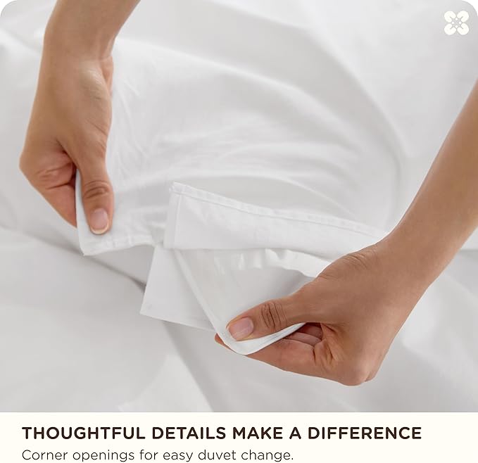 Bedsure Cotton Duvet Cover Full - Luxury Slub Weave 100% Cotton Duvet Cover Set with a Linen Like Textured, Easy Change Durable Bedding Set 3 Pieces, Bright White, 80" x 90"