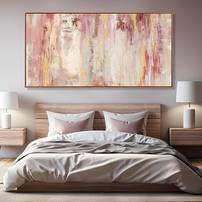 SOUGUAN Pink Wall Decor Contemporary Canvas Wall Art Abstract Wall Artwork 36"x70" Decorative Pictures for Dining Room Area Office Art
