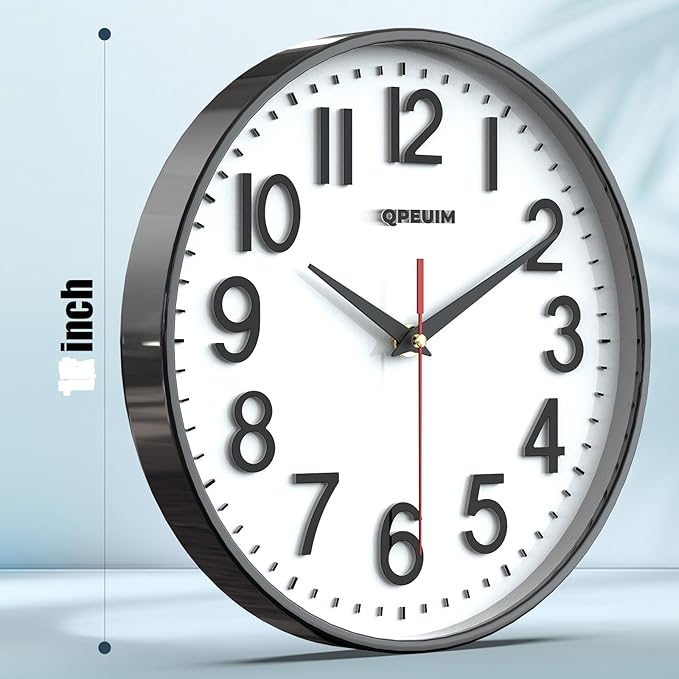 Wall Clock Wall Clocks Silent Non-Ticking Battery Operated Large Easy to Read with Stereoscopic Dial Ultra-Quiet Movement Quartz for Office Classroom School Home Kitchen (10 inches)…