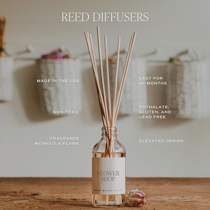 Sweet Water Decor Pumpkin Spice Reed Diffuser Set for Home - Pumpkin, Cloves, Cinnamon, Vanilla Scented Reed Diffusers for Fall - Air Freshener Lasts 4+ Months, Made in The USA