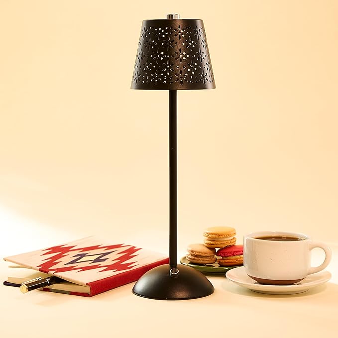 Camden Reed Table Lamp, Desk lamp, 3 Different Lighting Modes, Modern Minimal Design for Dinner/Coffee Table/Restaurant/Bedroom, Black