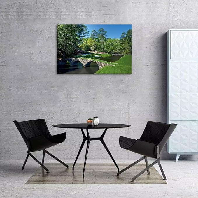 chenchenArt Augusta National Golf Course Wall Art - Augusta Golf Course 12th Hole Wall Art for Living Room Bedroom Bathroom Home Decorations Golf Art Canvas Prints Framed Ready to Hang(18''H x 24''W)