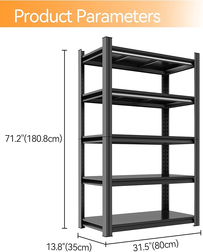 Tall Bookshelf with Open Shelves, Metal Office Book Shelf, Adjustable Organizer Bookcase, Standing Storage Organizer Shelf for Living Room (31.5" W*13.8" D*71.2" H)