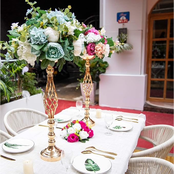 Wedding Centerpieces for Reception Tables, Twist Candleholder Stands, Wedding Flower Arrangement Vases, Metal Centerpieces for Wedding Road-Leading Home Decor Gold