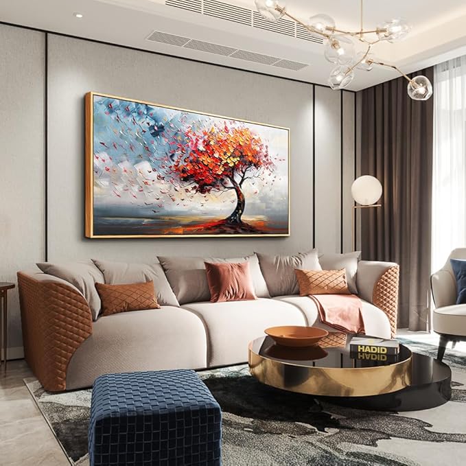 hyidecorart Large Abstract Wall Decor For Living Room Canvas Wall Art For Office Bedroom Decor Tree Panoramic Landscape Wall Painting Wood Framed Prints Textured Pictures Artwork Modern Hotel Mural