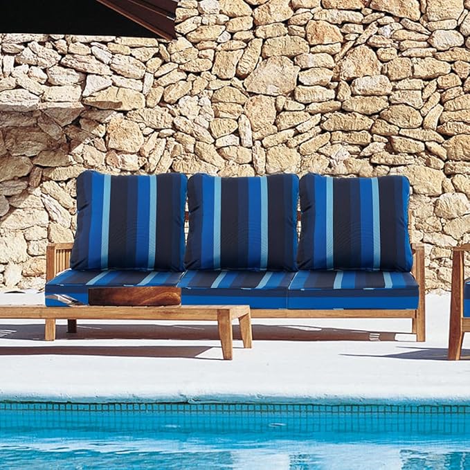 Sundale Outdoor Sunbrella Deep Seat Cushions, Patio Acrylic Sectional Sofa Couches Cushion and Pillow, Water-Resistant Furniture Replacement Cushions, 23 x 26 x 4 inches - Gateway Indigo
