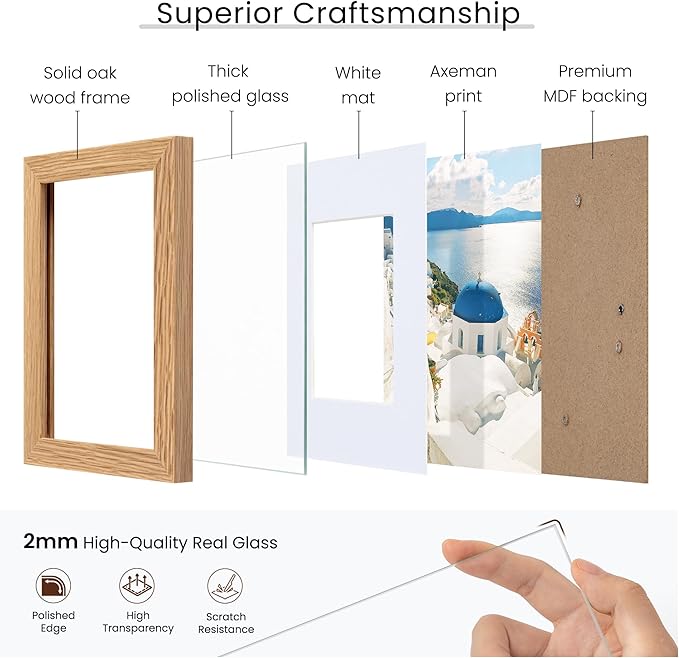 Axeman 13x19 Poster Frame | Solid Oak Wood 13x19 Picture Frame With Mat for 11x17 | 13''x19'' Wood Frame | Tempered Glass and Hanging Hardware Included Home Wall Decor Hanging Frame | Natural