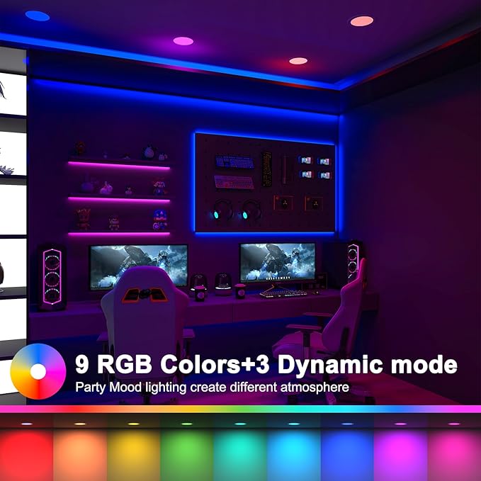 Recessed Lighting 4 Inch RGBCW Color Changing 12W LED Downlights with Junction Box,1080Lumens Canless LED Recessed Ceiling Lights Dimmable by Remote Control,Memory,Timer,Delayed Off,3 Modes, 12Pack